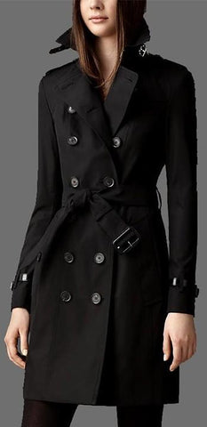 Slim Fit Trench Coat in Black - DESIGNER INSPIRED FASHIONS