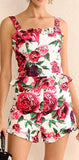 Peony Print Ruffled Corset Top and Short Set