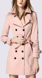 Double-Breasted Trench Coat in Blush Pink - DESIGNER INSPIRED FASHIONS