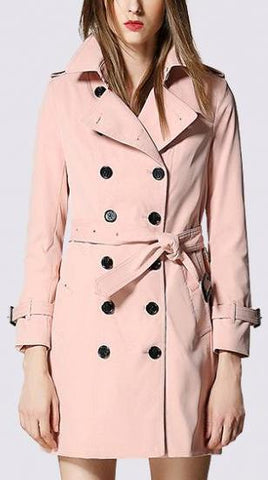 Double-Breasted Trench Coat in Blush Pink - DESIGNER INSPIRED FASHIONS