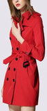 Double-Breasted Trench Coat in Hot Pepper Red - DESIGNER INSPIRED FASHIONS