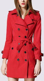 Double-Breasted Trench Coat in Hot Pepper Red - DESIGNER INSPIRED FASHIONS