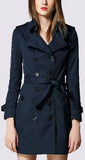 Double-Breasted Trench Coat in Dark Blue - DESIGNER INSPIRED FASHIONS