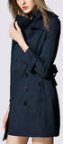 Double-Breasted Trench Coat in Dark Blue - DESIGNER INSPIRED FASHIONS
