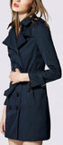 Double-Breasted Trench Coat in Dark Blue - DESIGNER INSPIRED FASHIONS