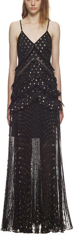 Metallic Polka Dot Maxi Dress