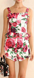 Peony Print Ruffled Corset Top and Short Set