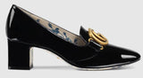 Patent Mid Heel Pumps with Double G - Black or Red