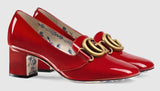 Patent Mid Heel Pumps with Double G - Black or Red