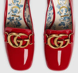 Patent Mid Heel Pumps with Double G - Black or Red