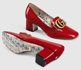 Patent Mid Heel Pumps with Double G - Black or Red
