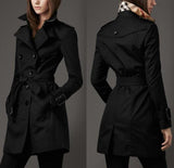 Waist Tie Trench Coat in Black - DESIGNER INSPIRED FASHIONS