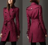 Waist Tie Trench Coat in Deep Red - DESIGNER INSPIRED FASHIONS
