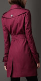 Waist Tie Trench Coat in Deep Red - DESIGNER INSPIRED FASHIONS