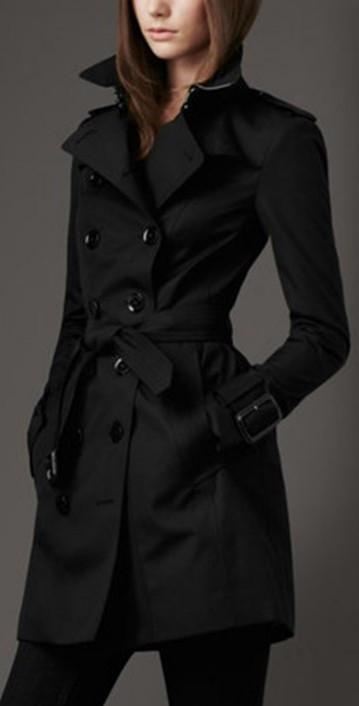 Waist Tie Trench Coat in Black - DESIGNER INSPIRED FASHIONS
