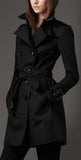 Waist Tie Trench Coat in Black - DESIGNER INSPIRED FASHIONS