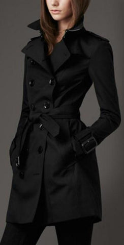 Waist Tie Trench Coat in Black - DESIGNER INSPIRED FASHIONS