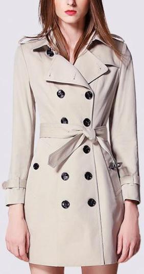 Ivory Double-Breasted Trench Coat - DESIGNER INSPIRED FASHIONS