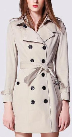 Ivory Double-Breasted Trench Coat - DESIGNER INSPIRED FASHIONS
