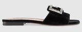 Velvet Slide with Crystal G- Black, Pink, Cobalt Blue