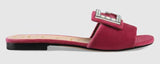 Velvet Slide with Crystal G- Black, Pink, Cobalt Blue