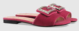 Velvet Slide with Crystal G- Black, Pink, Cobalt Blue