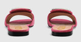 Velvet Slide with Crystal G- Black, Pink, Cobalt Blue