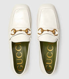 Leather Platform Loafer with Horsebit, White