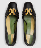 Leather Mid-Heel Pump with Half Moon GG | DESIGNER INSPIRED FASHIONS