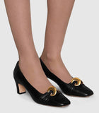 Leather Mid-Heel Pump with Half Moon GG | DESIGNER INSPIRED FASHIONS