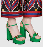 Platform Sandal with Double G, Green