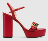 Platform Sandal with Double G, Red | DESIGNER INSPIRED FASHIONS