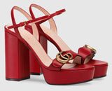 Platform Sandal with Double G, Red | DESIGNER INSPIRED FASHIONS