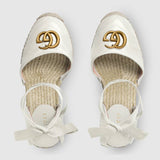 Leather Platform Espadrilles, White