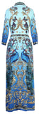 Peacock Print Maxi Shirt-Dress