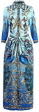 Peacock Print Maxi Shirt-Dress