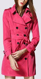 Double-Breasted Light-Weight Trench Coat in Hot Pink - DESIGNER INSPIRED FASHIONS