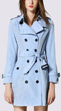 Double-Breasted Light-Weight Trench Coat in Light Blue - DESIGNER INSPIRED FASHIONS