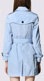 Double-Breasted Light-Weight Trench Coat in Light Blue - DESIGNER INSPIRED FASHIONS