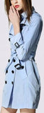 Double-Breasted Light-Weight Trench Coat in Light Blue - DESIGNER INSPIRED FASHIONS