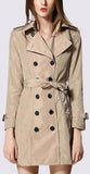 Double-Breasted Lightweight Trench Coat in Apricot - DESIGNER INSPIRED FASHIONS