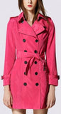 Double-Breasted Light-Weight Trench Coat in Hot Pink - DESIGNER INSPIRED FASHIONS