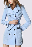 Double-Breasted Light-Weight Trench Coat in Light Blue - DESIGNER INSPIRED FASHIONS