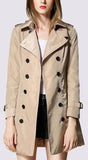 Double-Breasted Lightweight Trench Coat in Apricot - DESIGNER INSPIRED FASHIONS