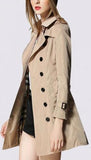 Double-Breasted Lightweight Trench Coat in Apricot - DESIGNER INSPIRED FASHIONS