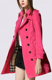 Double-Breasted Light-Weight Trench Coat in Hot Pink - DESIGNER INSPIRED FASHIONS