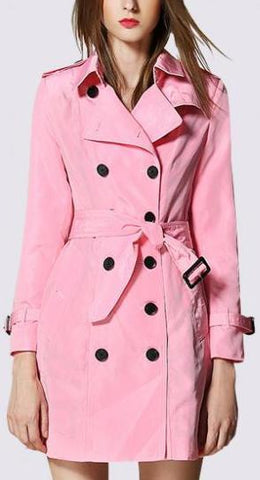 Double-Breasted Light-Weight Trench Coat in Light Pink - DESIGNER INSPIRED FASHIONS