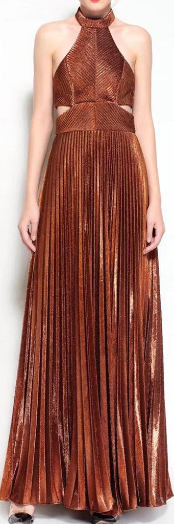 Pleated Crepe Evening Gown