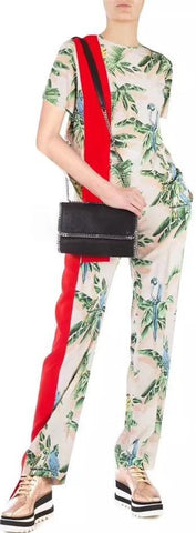 Tropical Print Top and Trouser Set with Red Stripe