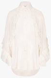 Shirt with Ruffles, White